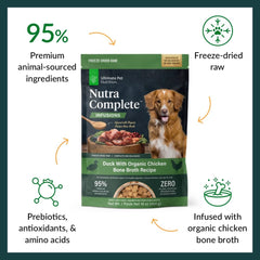 ULTIMATE PET NUTRITION Nutra Complete Infusions freeze-dried duck bites add protein to meals