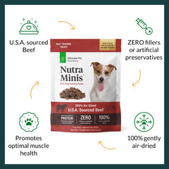 Nutra Minis air-dried texture close-up highlights aroma and chew.