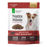 ULTIMATE PET NUTRITION Nutra Minis beef-treats in bag, ideal for training rewards.