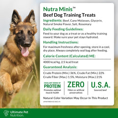 Nutra Minis training-reward in action, easy to break for quick cues.