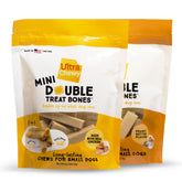 Ultra Chewy Double Treat Bones outer-layer chew for long-lasting sessions.