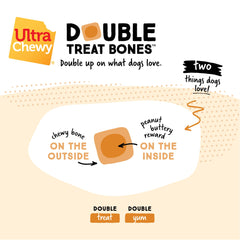 Ultra Chewy Double Treat Bones peanut butter flavor for tasty rewards.