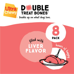 Ultra Chewy Liver Double Treat Bones on-the-go bag for travel.