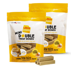 Ultra Chewy Mini Double Treat Bones outer-shell for long-lasting chew and dental care.