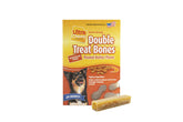 Ultra Chewy Peanut Butter Double Treat Bones: durable outer layer with chewy center for long-lasting chewing.