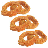Ultra Chewy turkey tendon rings bag six-pack, convenient on-the-go treat.