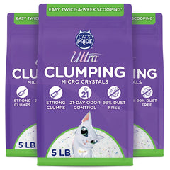 ULTRA packaging of Ultra Clumping Micro Crystals litter, compact and easy to store.