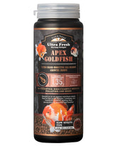 Ultra Fresh Apex packaging displays 4.23 oz premium all-natural goldfish food
