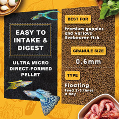 Ultra Fresh Apex Guppy Food breeding growth boost supports top-quality fry.