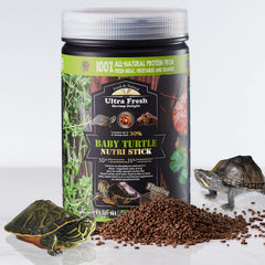 Ultra Fresh formula with probiotics supports gentle digestion in baby turtles.