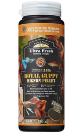 Ultra Fresh Royal Guppy Mignon Pellet pack with natural ingredients for vibrant color