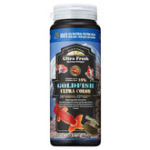 Ultra Fresh sinking goldfish food pellet closeup showing dense nutrition for balanced color