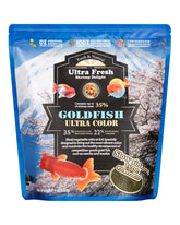 Ultra Fresh sinking goldfish food pellets close-up showing color-boost formula