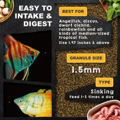 Ultra Fresh slow-sinking pellets designed for Discus and Angelfish feeding