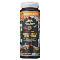 Ultra Fresh Tetra Fish Food package front with natural ingredients and 4.6 oz jar