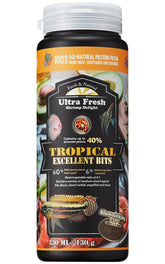 Ultra Fresh Tropical fish food pellets show wild sword prawn for bright color and palatability