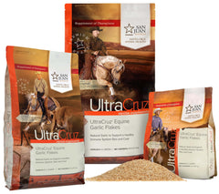 Packaging indicates UltraCruz garlic flakes are USA manufactured.