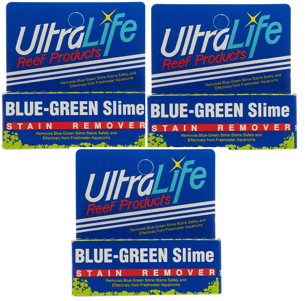UltraLife Blue Green Slime Stain Remover bottle front, targets slime safely.