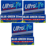 UltraLife Blue Green Slime Stain Remover bottle front, targets slime safely.