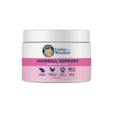 Under the Weather hairball supplement bottle front, vet-formulated support for natural hairball elimination.