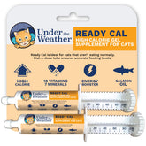 Under The Weather Ready Cal for Cats bottle showing a 100cc serving for energy support.