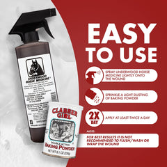 Underwood wound care kit packaging showing complete equine first aid readiness