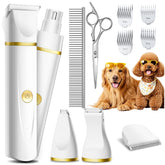 Unibono dog grooming kit held in hand for easy at-home styling