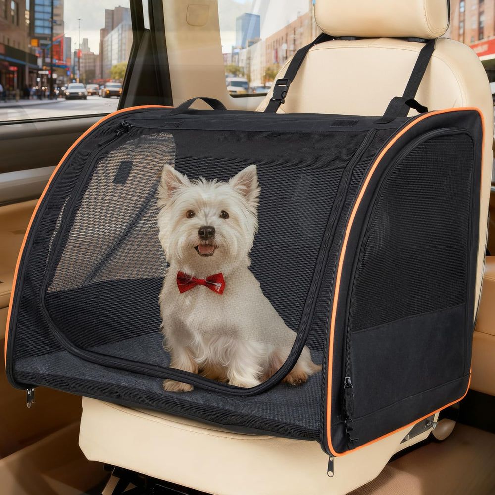 UNICITII dog car seat side view showing breathable mesh for airflow and visibility