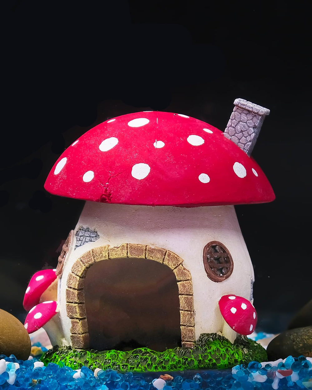 Uniclife Mushroom House front view adds vibrant focal point and shelter.