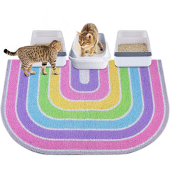 Unicorn Catcher pink XL cat litter mat top view traps litter and protects floors.