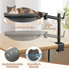 Unidevice Cat Desk Bed sunken mesh for breathable, cozy nesting.