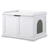 Unipaws cat litter box enclosure front view hiding litter while blending with decor