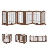 Unipaws playpen with wood and wire in a versatile 6-panel setup.