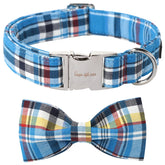 Unique Style Paws plaid dog collar with bow for stylish comfort on small dogs