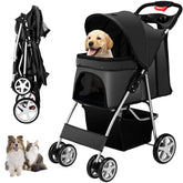 Unisakey pet stroller front view showing accessible interior and foldable design