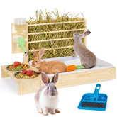 UNMOONY 4-in-1 rabbit hay feeder with litter box keeps habitats tidy