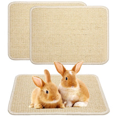 Uotey two-piece rabbit scratcher mat beige for indoor use and furniture protection.