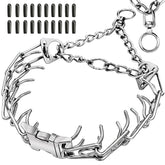UPDOPEF Anti-Tangle Collar front view highlights durable stainless steel for daily walks.