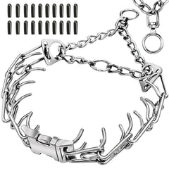 UPDOPEF Anti-Tangle Collar front view highlights durable stainless steel for daily walks.