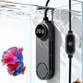 UPETTOOLS 50W mini heater with digital display for precise temp control in 5-10 gallon tanks.