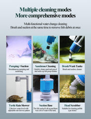 UPETTOOLS electric water changer demonstrates quick, controlled tank drainage.