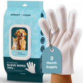 Uproot Clean QuickClean Gloves Pro wipe paws and coat for quick odor removal.