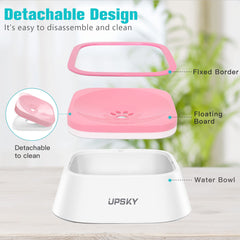 UPSKY No-Slip Bowl side view featuring floating disk that slows sipping.