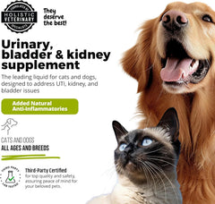 UroMAXX pet taking supplement scene with dogs and cats.