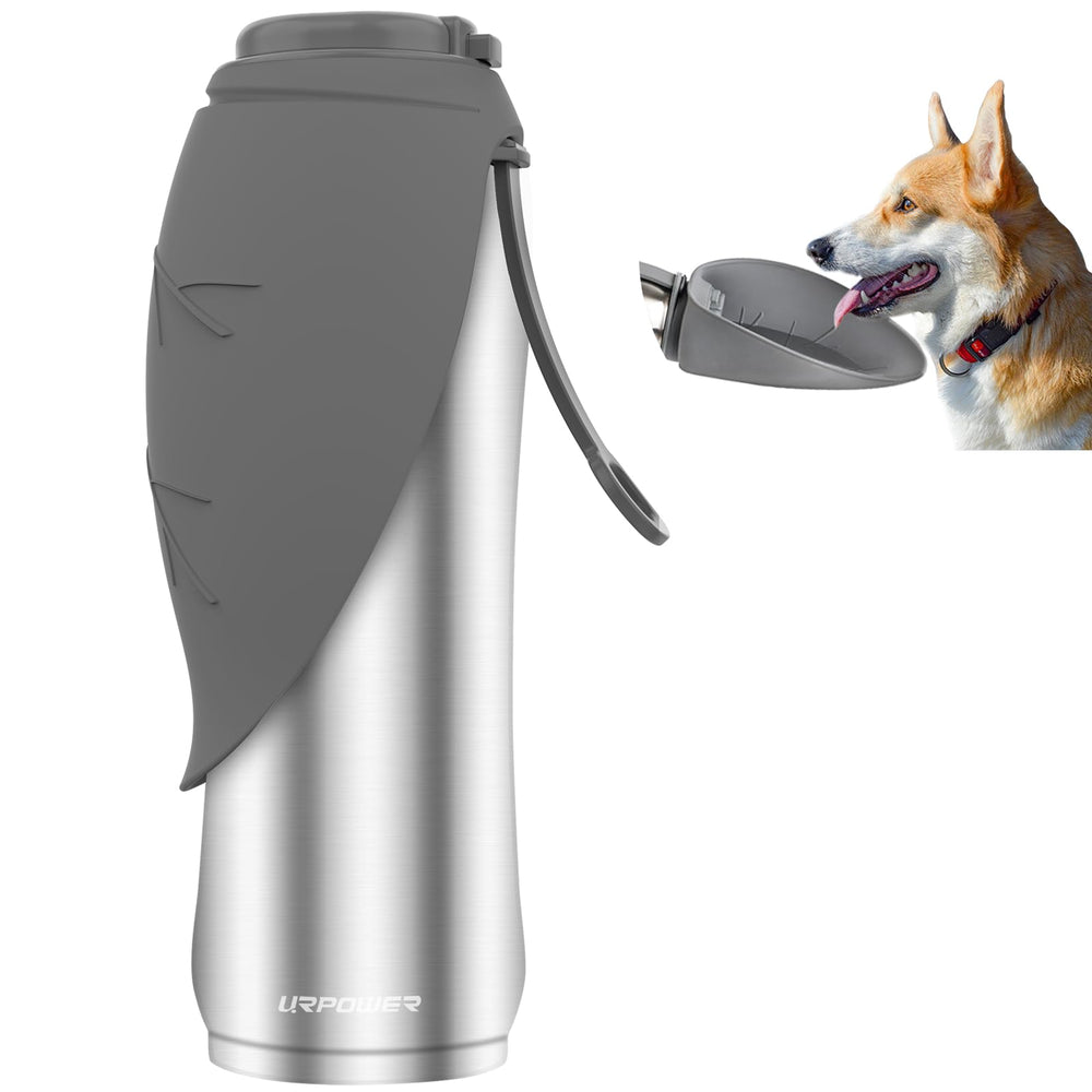 URPOWER 27 Oz dog water bottle with insulated stainless steel body keeps water cool on walks