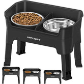 URPOWER 3-in-1 elevated dog bowls on a sturdy stand for mess-free meals.