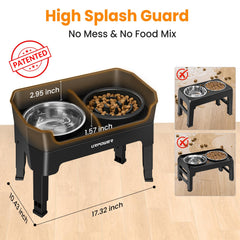 URPOWER elevated dog bowls anti-spill edge keeps feeding area tidy.