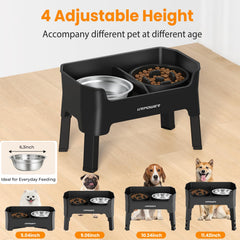 URPOWER height-adjustable stand showing four levels for growing dogs.