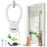 Usydjrn interactive cat toy on a door clip for space-saving play.