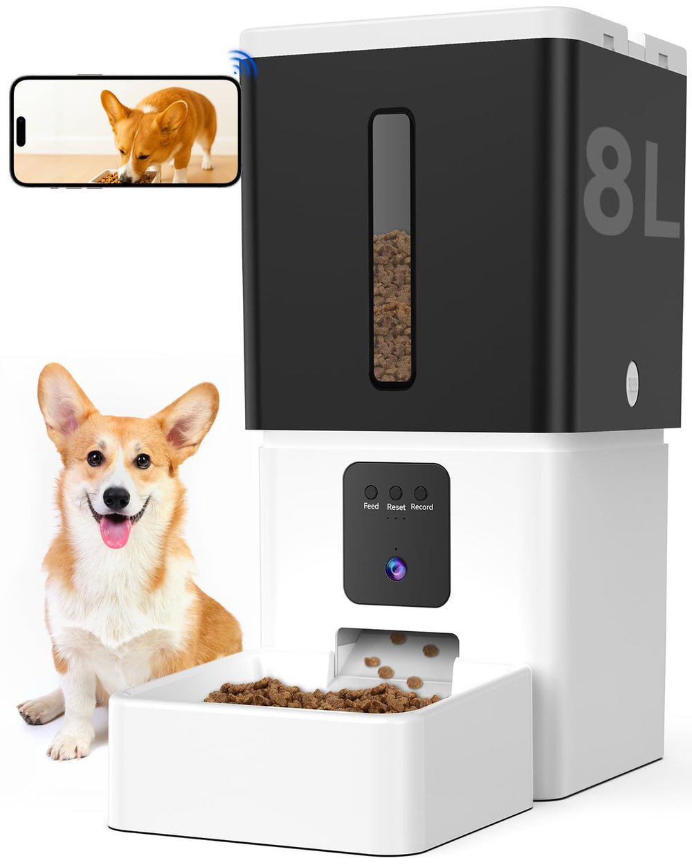 UTCG automatic dog feeder with camera front view for remote monitoring